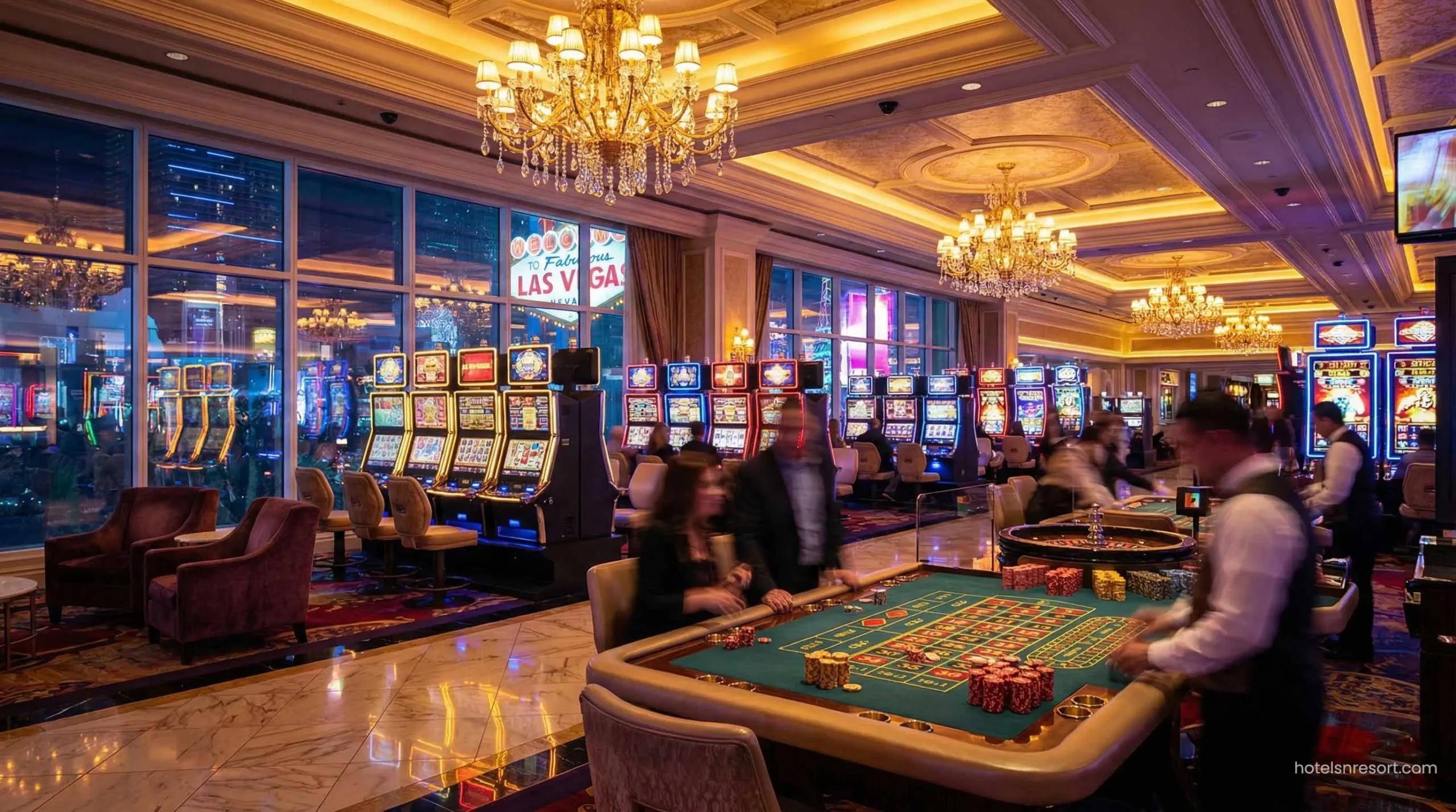 Luxury casino floor at a top US resort.