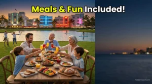 Family dining together at an all-inclusive resort in USA.