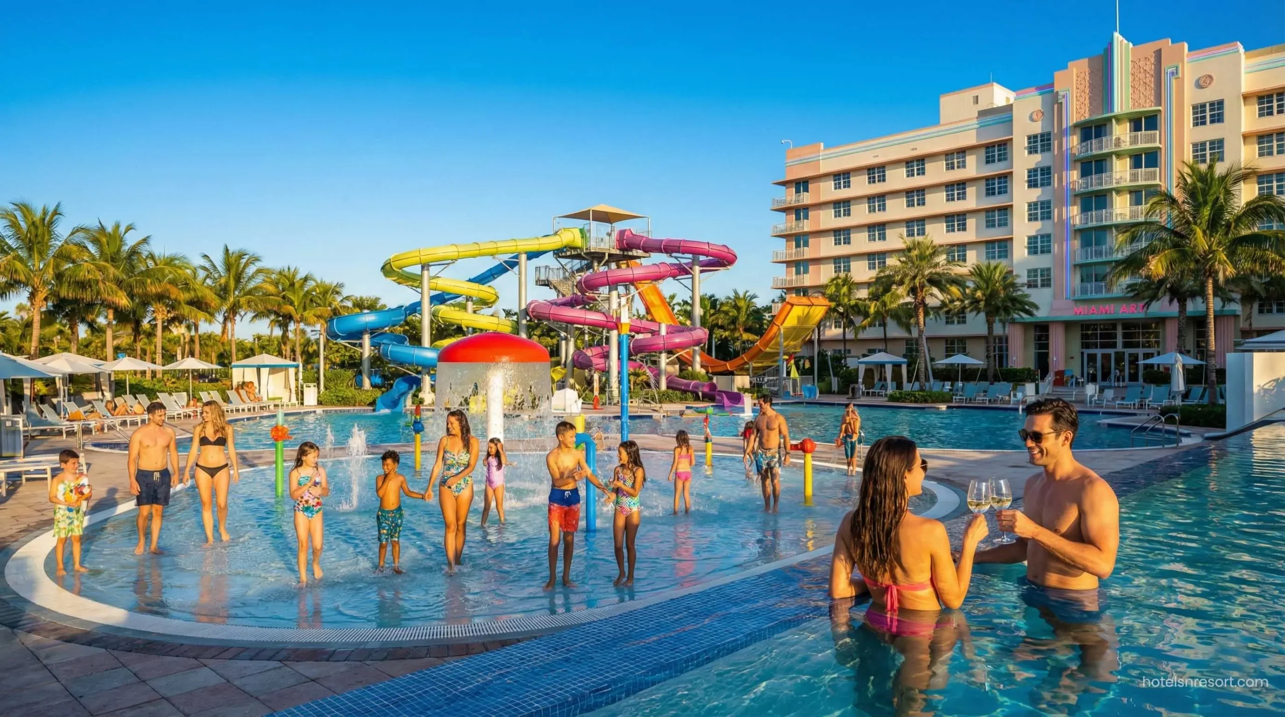 Family-friendly resort with large water park in USA.