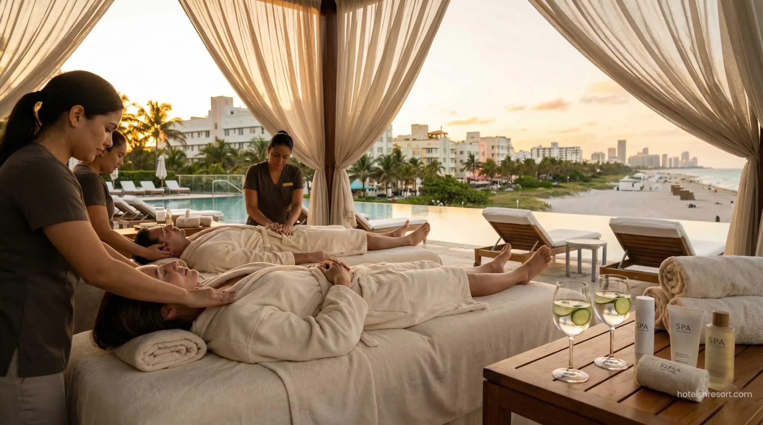 Couples massage at adults-only luxury resort.