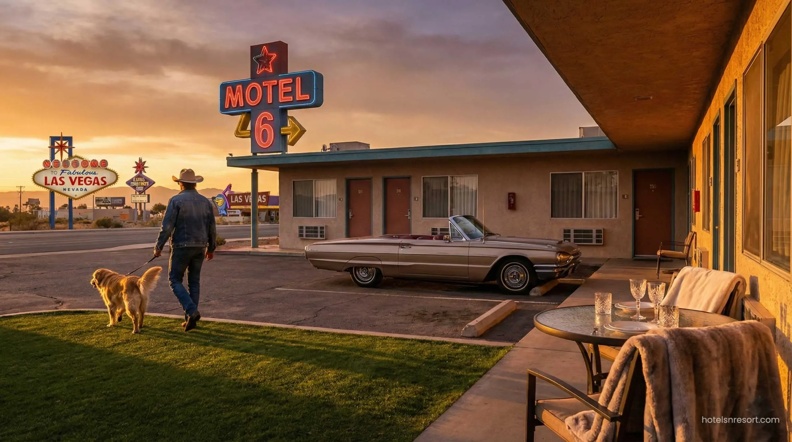 Pet-friendly roadside motel USA.