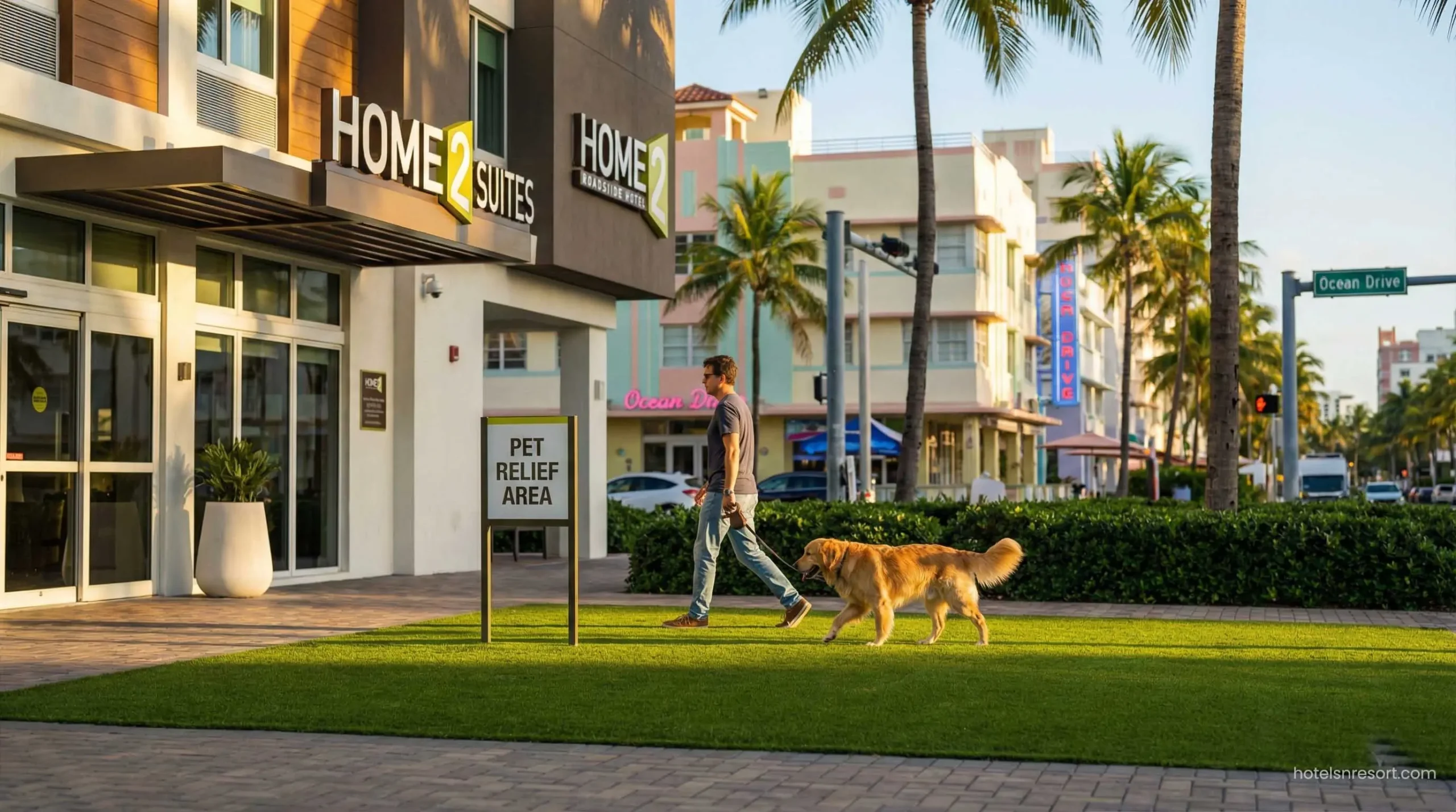 Pet relief area at a dog-friendly hotel.