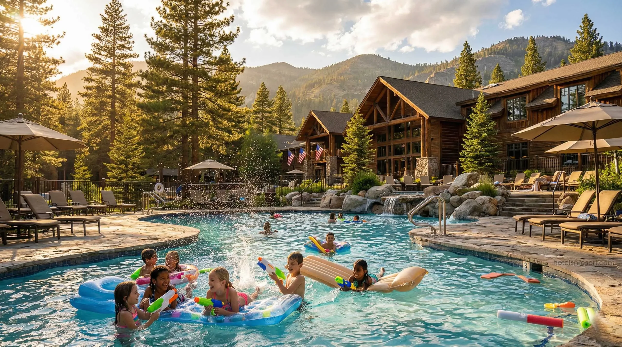Kids swimming at family friendly National Park hotel.