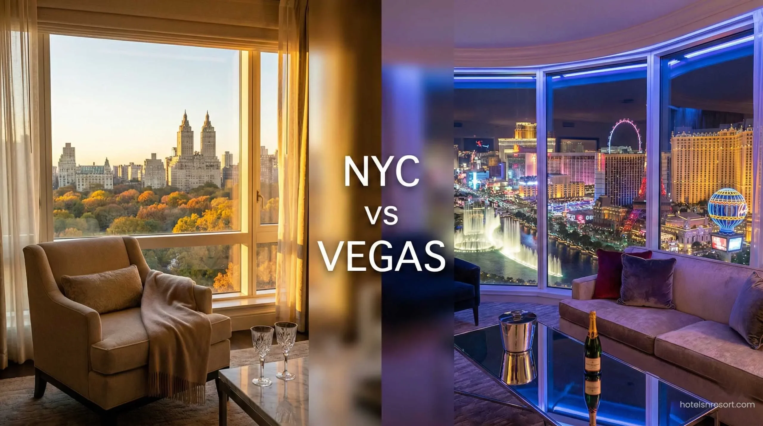 Comparison of New York City vs Las Vegas luxury hotels.